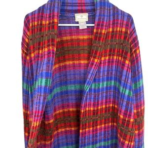 Susan Bristol Vintage 90s Multicolor‎ Wool Blend Open Front Cardigan Sweater Med